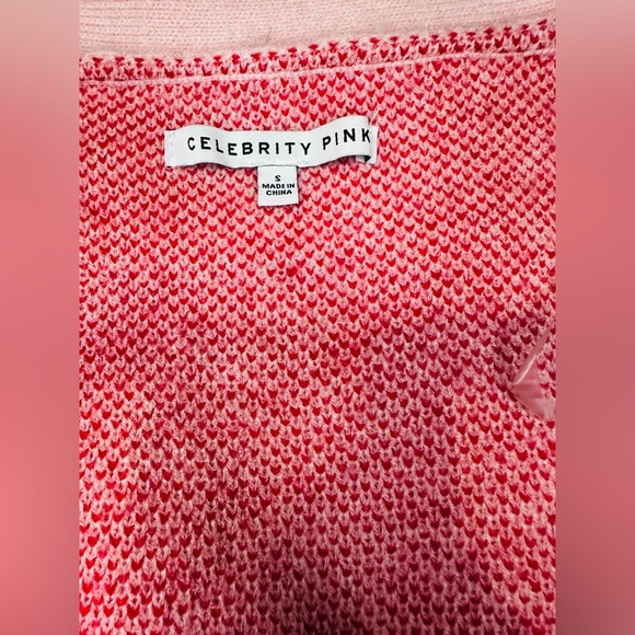 Celebrity Pink Heart Pattern Cardigan - Pink and Red - Picture 8 of 10